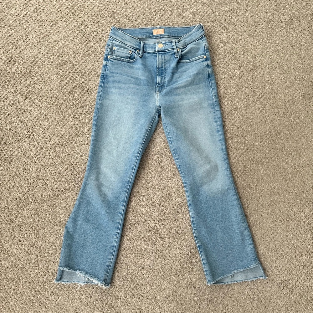 MOTHER Faded Blue Cropped Jeans